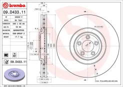 BREMBO 09.D433.11 Brake Disc kaina