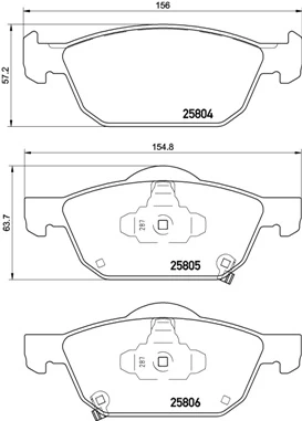 Stabdžių trinkelių rinkinys, diskinis stabdys BREMBO P28076