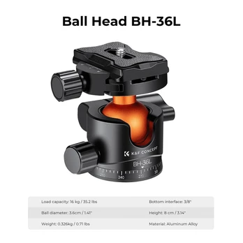 36mm Tripod Ball Head 360 Degree Rotating Panoramic for monopod