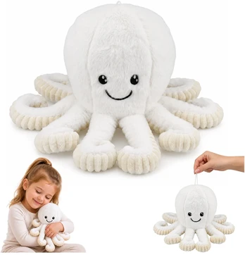 Pliušinis aštuonkojis, baltas, 30 cm
