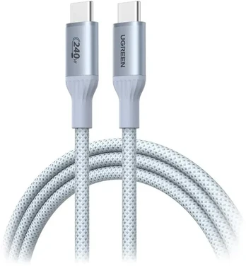 Kabelis USB Ugreen Kabelis UGREEN L534 USB-C do USB-C 2m 240W (sidabrinė ir-balta)