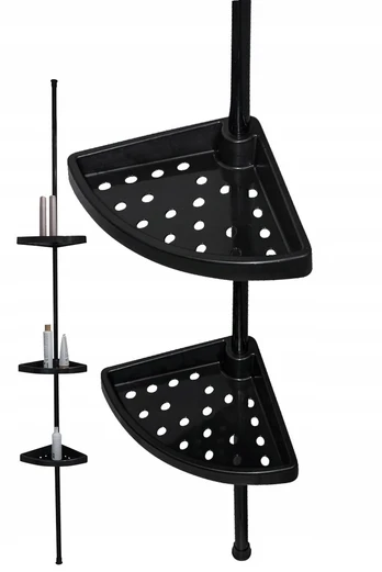 Teleskopinė kampinė vonios lentyna 80-290 cm, juoda