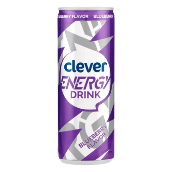 Mėlynių skonio energinis gėrimas CLEVER, 250 ml