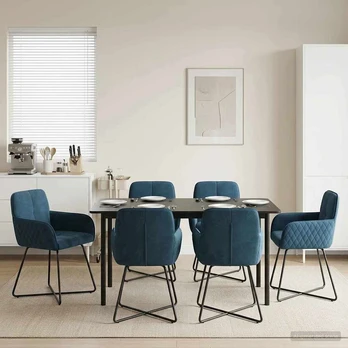 Valgomojo kėdės 6 pcs Aksomas Mėlyna 59 x 56,5 x 86 cm