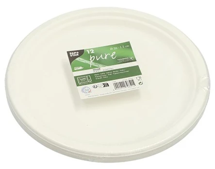 Vienkartinės lėkštės Pap Star Pure, Ø 26 cm, 12 vnt.