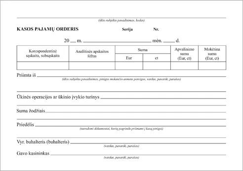 Kasos pajamų orderiai, A5x2x50, be Nr.