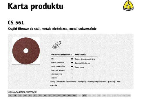 KLINGSPOR FIBER DISK 125mm th. 24 CS561 / 25vnt.