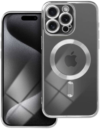 ELECTRO MAG COVER case compatible with MagSafe for IPHONE 15 Pro sidabrinis