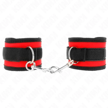 Kink Wrist Restraint KINK - NYLON BIND HOOK&LOOP WRIST RESTRAINTS Raudonas-Juodas MODEL 2 ADJUSTABLE 18-35 CM X 6 CM