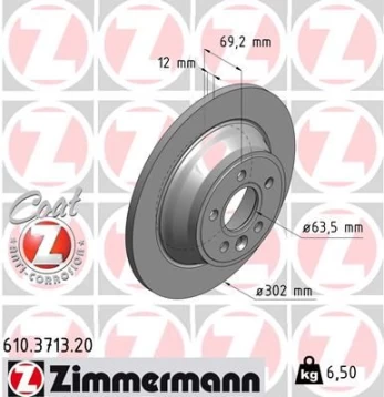 Stabdžių diskas ZIMMERMANN 610.3713.20