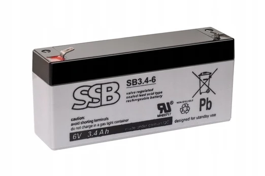 Akumuliatorius (AGM) SSB SB (3.4Ah, 6V, F1, VRLA)
