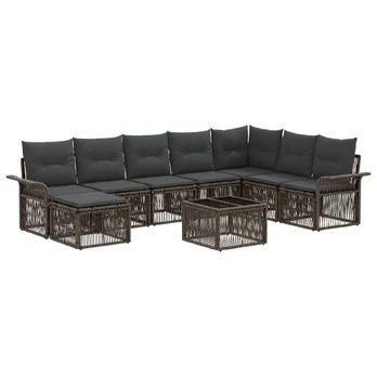 Sodo Sofų Rinkinys 9 pcs Pilka poliratanas