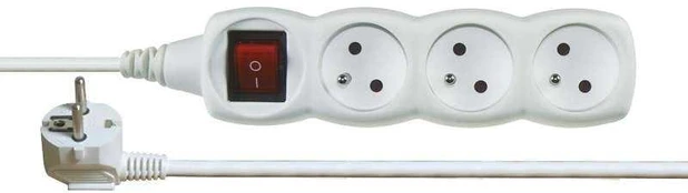 EMOS Extension cable with switch 3 sockets 1,5m, baltas