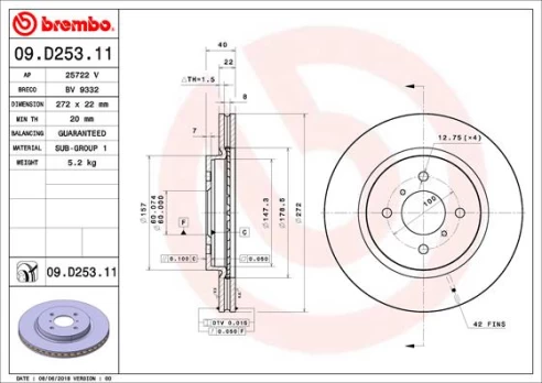 BREMBO 09.D253.11 Brake Disc