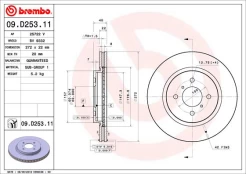 BREMBO 09.D253.11 Brake Disc kaina