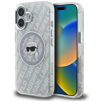 Dėklas Karl Lagerfeld IML Karl Head Logo MagSafe Case for iPhone 16 - Gray