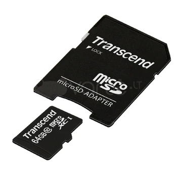 Atminties kortelė Transcend Micro SDXC 64GB Class 10 300x + SD adapteriai