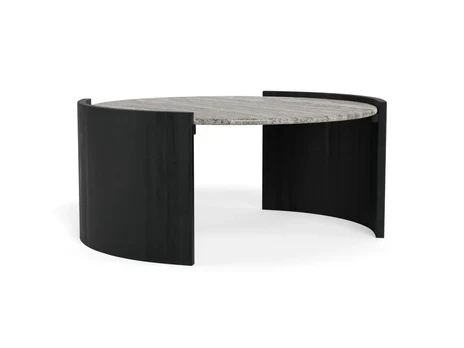 Zafra coffee table, Top marble grey Morchana, Base mango black, Ø95x42 cm