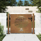 Sodo vartai, 105x80cm, corten plienas, medžio dizaino kaina