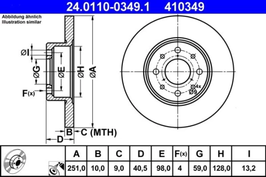 ATE 24.0110-0349.1 Brake Disc