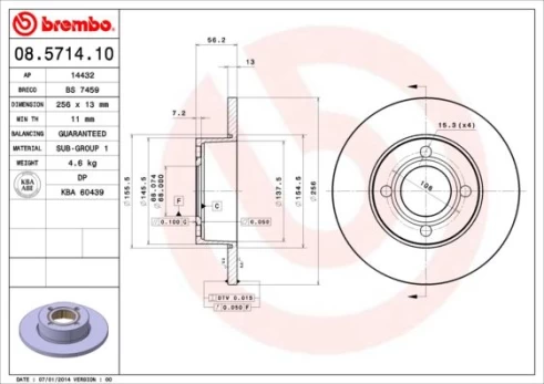 Stabdžių diskas BREMBO 08.5714.10