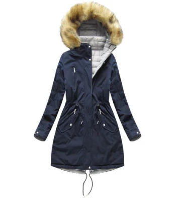 REVERSIBLE HOODED JACKET NAVY BLUE-GREY (W210) striukė