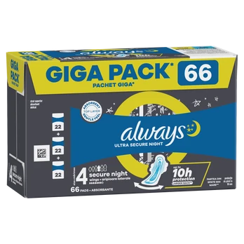 Higieniniai paketai Always, Super/Secure Night, 66 vnt.