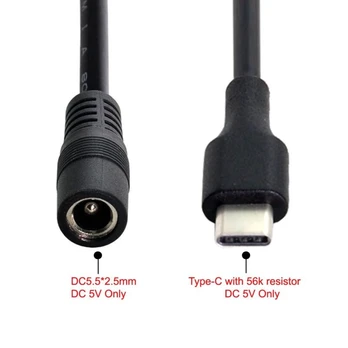 USB-C–DC maitinimo lizdo prailginimo laidas 5V 5,5/2,5 mm 30 cm