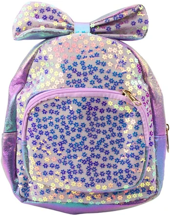 Lean Children's Backpack With Sequins In Flowers Bow Violetinė 22cm 2.8L