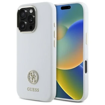 Guess GUHCP16LM4DGPH iPhone 16 Pro 6.3" balta/baltas hardcase Silicone Logo Strass 4G