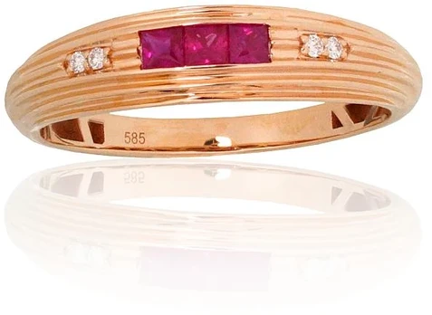 Diamond Sky Jewelry Auksinis žiedas su deimantais ir rubinais „Odette II“