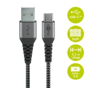 Kabelis USB-C - USB-A 2.0 Goobay TEXTIL 0,5m kaina