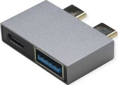 Roline ROLINE USB 3.2 Gen 2 adapteris, 2x USB Type C – 1x Type A + 1x Type C, M/F, sidabrinis