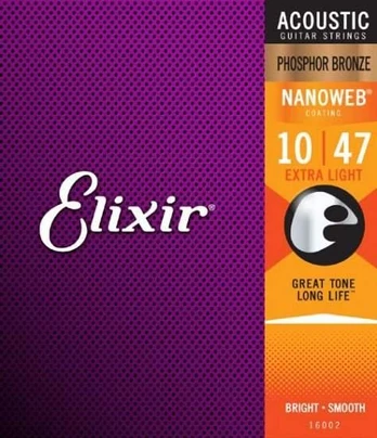 Elixir Stygos akustiniai gitarai Eliksyras 16002 Phosphor Bronze Nanoweb 0.010-0.047