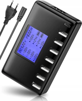 Bedee 8 prievadų Usb įkroviklis su Lcd ekranu