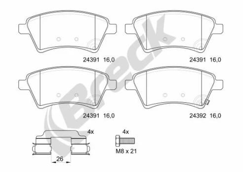 BRECK 24391 00 701 00 Brake pad set
