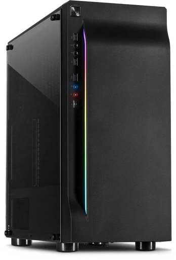Chassis INTER-TECH A-3411 Creek Gaming Tower, ATX, 1xUSB3.0, 2xUSB2.0, PSU optional, Window side panel, LED light on the front, integrated RGB LED, Black | IT-A-3411_CREEK