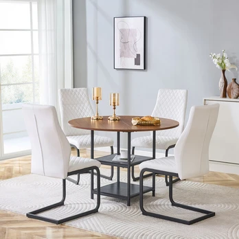 Valgomasis stalas ir kėdės, 107 cm, MDF, metalas, 5 vnt.