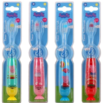 Peppa Pig Flashing Toothbrush Set with Suction Cap Different Colors 4 pcs
