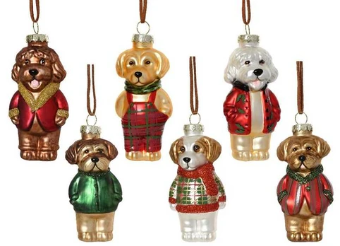 Nežinomas Christmas Tree toy Dog. 10.5 cm. glass