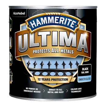Emaliniai dažai Hammerite Ultima Smooth, blizgus, 2.2 l, juoda
