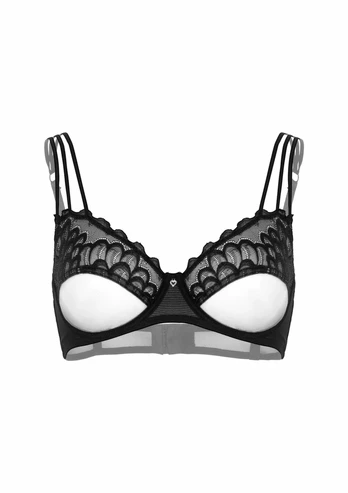 Mix & Match Unlined Bra with Faux Underbust, Lace, Adjustable Straps