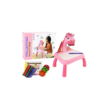 Lean Cars DINOSAUR TABLE WITH PROJECTOR FOR DRAWING + ACCESSORIES COLOUR Rožinis
