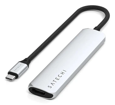 Satechi 6-in-1 USB-C Slim Multiport Adapteris - Sidabrinis