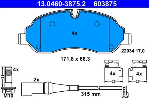 ATE 13.0460-3875.2 Brake pad set