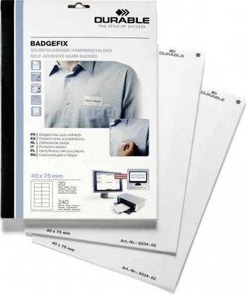 DURABLE Namensschilder Selbstkl. BADGEFIX 40x75mm 240Schilde