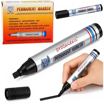 Lean Marker Pen Atsparus vandeniui Permanent Round Tip Juodas