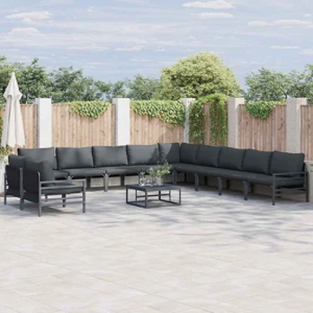 Sodo Sofų Rinkinys 12 pcs Antracito Plienas