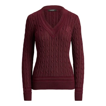 Megztinis moterims, Raudona, Meren-long sleeve-pullover