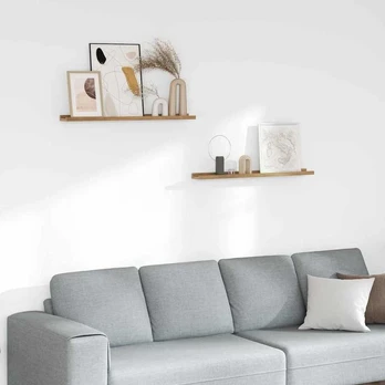 Sieninės lentynos 2 pcs Ruda 80 x 9 x 3 cm Apdirbta mediena